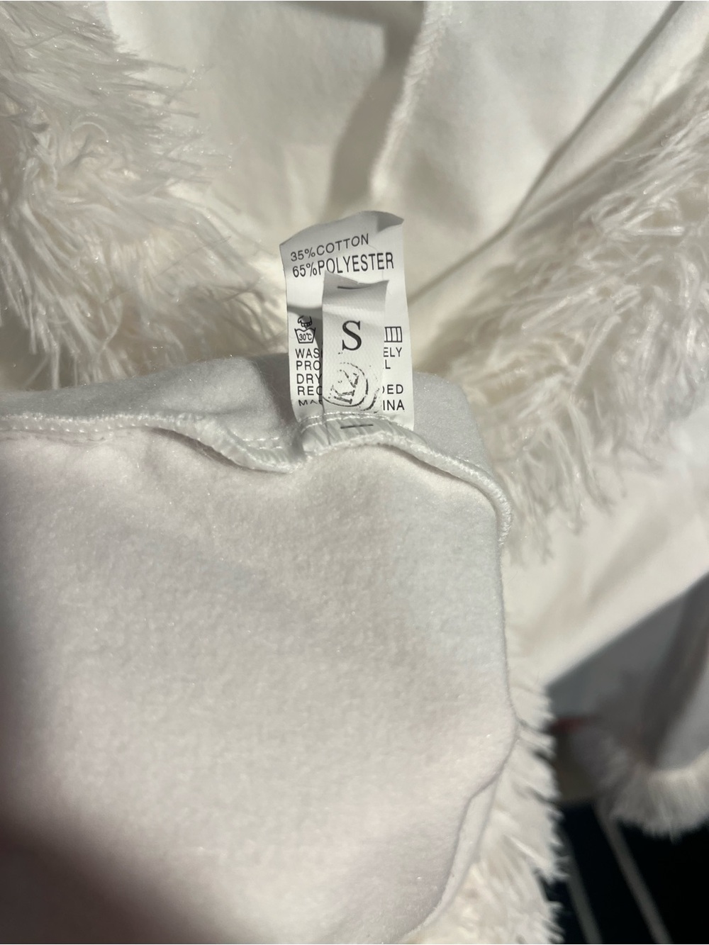 festive Y2K white long-sleeve bodycon Hooded Fur Mini dress SZ S - Picture 3 of 6